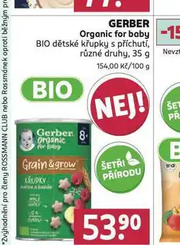 Rossmann Gerber organic for baby bio dětské křupky s příchutí nabídka