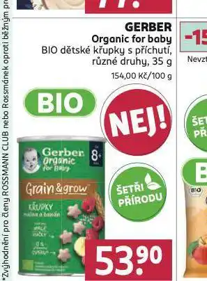 Rossmann Gerber organic for baby bio dětské křupky s příchutí nabídka
