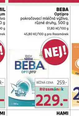 Rossmann Beba optipro pokračovací kojenecká výživa nabídka