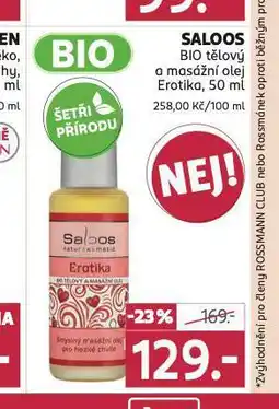 Rossmann Saloos bio tělový a masážní olej nabídka