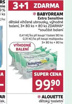 Rossmann Babydream extra sensitive dětské vlhčené ubrousky nabídka