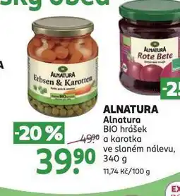 Rossmann Alnatura bio hrášek a karotka nabídka
