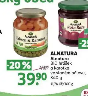 Rossmann Alnatura bio hrášek a karotka nabídka