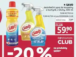 Rossmann Savo dezinfekční sprej do koupelny a kuchyně nabídka