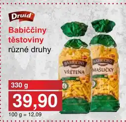 PLUS JIP Druid Babiččiny těstoviny nabídka