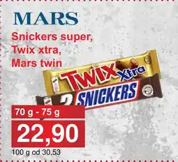 PLUS JIP Snickers super, Twix xtra, Mars twin nabídka