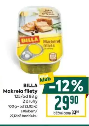 Billa BILLA Makrela filety nabídka
