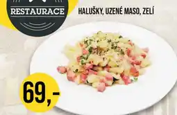 Jip Halušky, uzené maso, zelí nabídka
