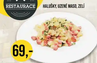 Jip Halušky, uzené maso, zelí nabídka