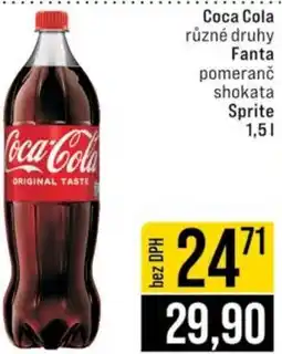 Jip Coca Cola různé druhy Fanta pomeranč shokata Sprite nabídka