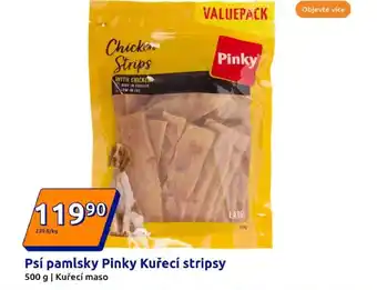 Action Psí pamlsky Pinky Kuřecí stripsy nabídka