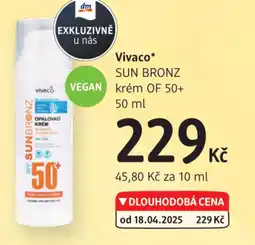 dm drogerie Vivaco SUN BRONZ krém OF 50+ nabídka