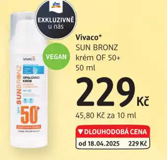 dm drogerie Vivaco SUN BRONZ krém OF 50+ nabídka
