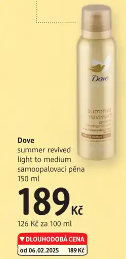 dm drogerie Dove summer revived light to medium samoopalovací pěna nabídka
