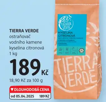 dm drogerie TIERRA VERDE ostraňovač vodního kamene kyselina citronová nabídka