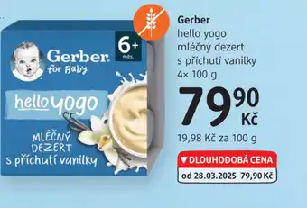 dm drogerie Gerber hello yogo mléčný dezert s příchutí vanilky nabídka