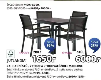 JYSK Zahradní stůl yttrup a stohovací židle maderne nabídka