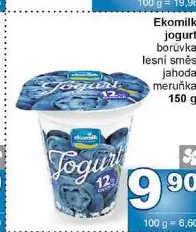 Jip Ekomilk jogurt borůvka lesní směs jahoda meruňka 150 g nabídka