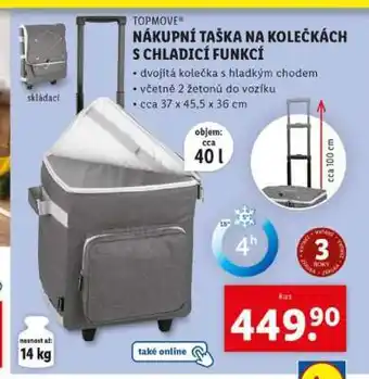 Lidl TOPMOVE NÁKUPNÍ TAŠKA NA KOLEČKÁCH S CHLADICÍ FUNKCÍ nabídka