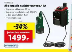 Lidl PARKSIDE Aku čerpadlo na dešťovou vodu, 4 Ah nabídka