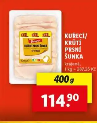 Lidl Dulano KUŘECÍ/ KRŮTÍ PRSNÍ ŠUNKA nabídka