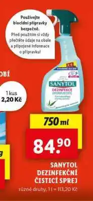Lidl SANYTOL DEZINFEKČNÍ ČISTICÍ SPREJ nabídka