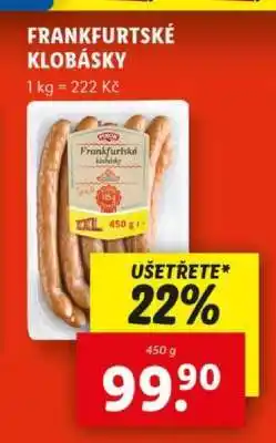 Lidl FRANKFURTSKÉ KLOBÁSKY nabídka