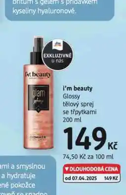 dm drogerie I´m beauty tělový sprej se třpytkami nabídka