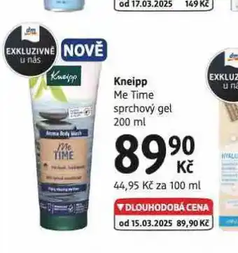 dm drogerie Kneipp sprchový gel nabídka