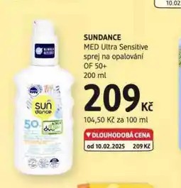 dm drogerie Sundance med ultra sensitive sprej na opalování of 50+ nabídka