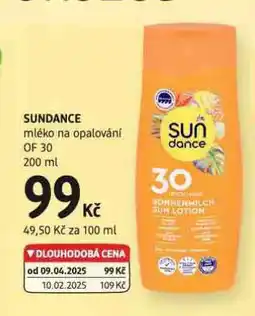 dm drogerie Sundace mléko na opalování of 30 nabídka