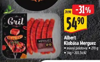 Albert Albert Klobása Merguez nabídka