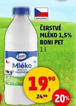 Penny Market ČERSTVÉ MLÉKO 1,5% BONI PET, 1 l nabídka