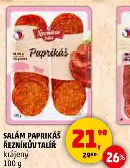 Penny Market SALÁM PAPRIKÁŠ ŘEZNÍKŮV TALÍŘ krájený, 100 g nabídka