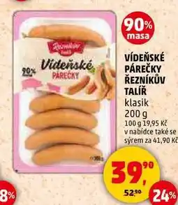 Penny Market VÍDEŇSKÉ PÁREČKY ŘEZNÍKŮV TALÍŘ klasik, 200 g nabídka