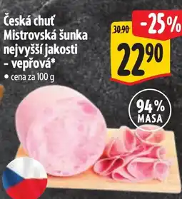 Albert Česká chuť Mistrovská šunka nejvyšší jakosti - vepřová nabídka