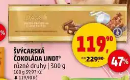 Penny Market ŠVÝCARSKÁ ČOKOLÁDA LINDT různé druhy, 300 g nabídka