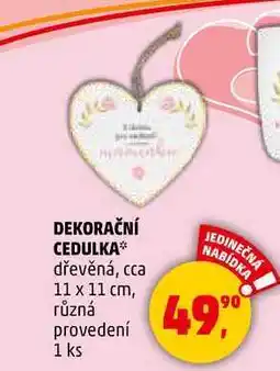 Penny Market DEKORAČNÍ CEDULKA dřevěná, cca 11 x 11 cm, různá provedení, 1 ks nabídka