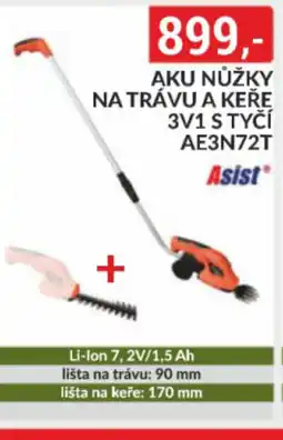 Baumax ASIST Aku nůžky na trávu a keře 3v1 s tyčí ae3n72t nabídka