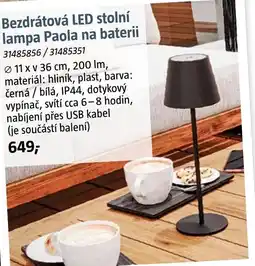 Bauhaus Bezdrátová LED Stolní lampa Paola na baterii nabídka