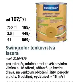 Bauhaus Swingcolor tenkovrstvá lazura nabídka
