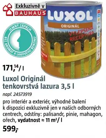 Bauhaus Luxol Originál tenkovrstvá lazura nabídka