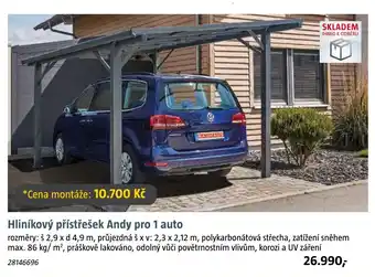 Bauhaus Hliníkový přístřešek Andy pro 1 auto nabídka