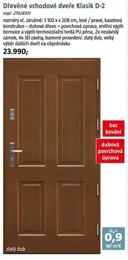 Bauhaus Dřevěné vchodové dveře Klasik D-2 nabídka