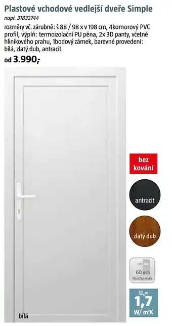 Bauhaus Plastové vchodové vedlejší dveře Simple nabídka