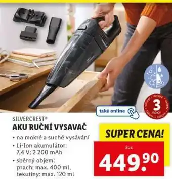 Lidl SILVERCRESTⓇ AKU RUČNÍ VYSAVAČ nabídka