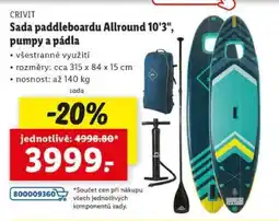 Lidl CRIVIT Sada paddleboardu Allround 10'3, pumpy a pádla nabídka
