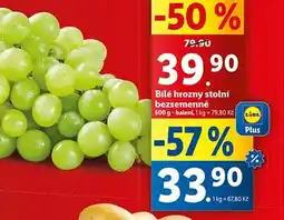 Lidl Bílé hrozny stolní bezsemenné nabídka