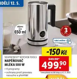Lidl Napěňovač mléka 500 w nabídka