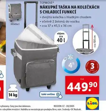 Lidl Nákupní taška na kolečkách s chladicí funkcí nabídka